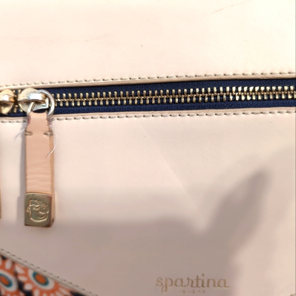Spartina 449 Dauguskie Island Leather And Linen Floral Turquoise Crossbody‎ Bag - Picture 3 of 14